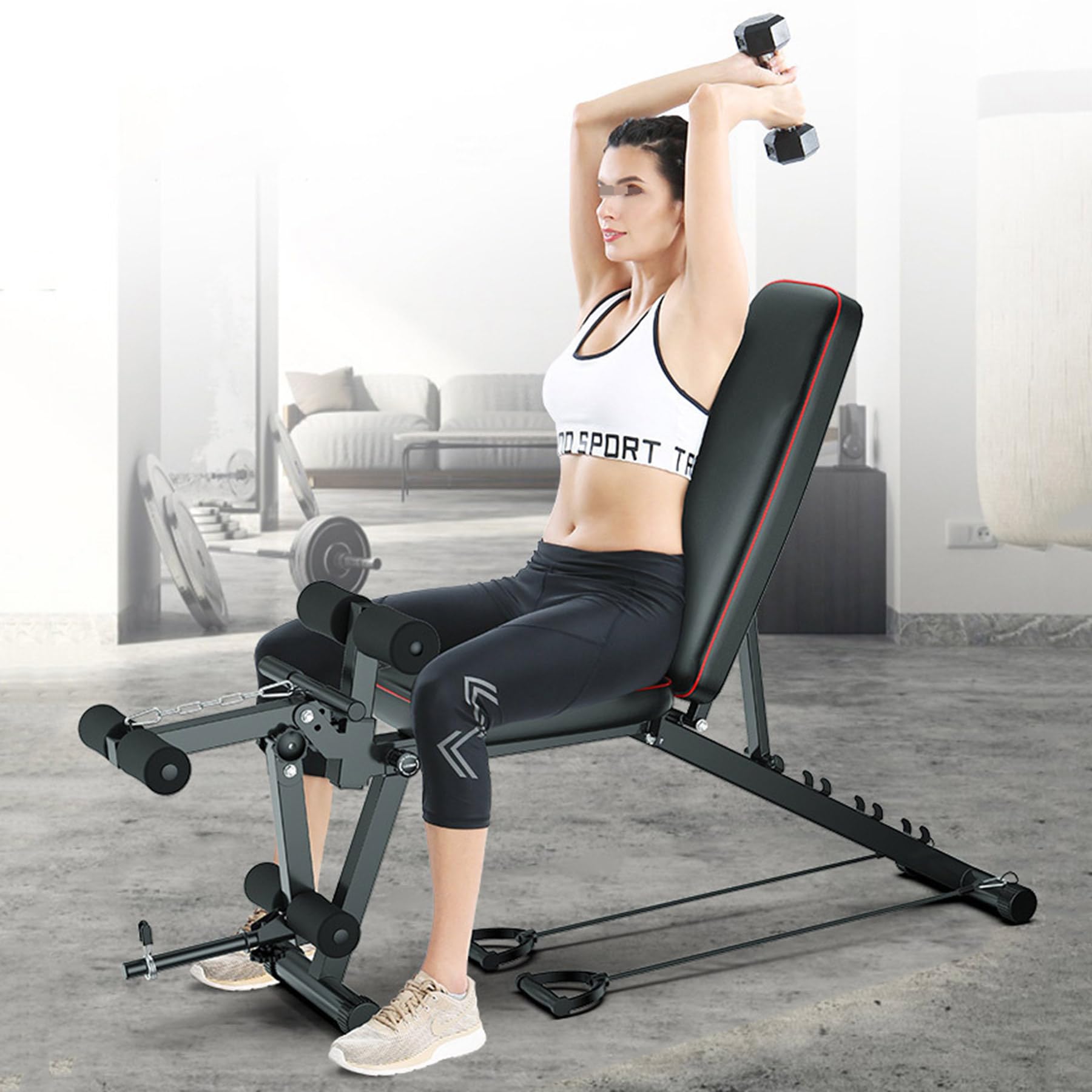 Banco Musculación Plegable, Banco De Pesas, Banco Musculación Multifuncional, Banco De Abdominales - Máquina De Extensión Y Flexión De Piernas, Bancos Ajustables, Capacidad De 440 Libras