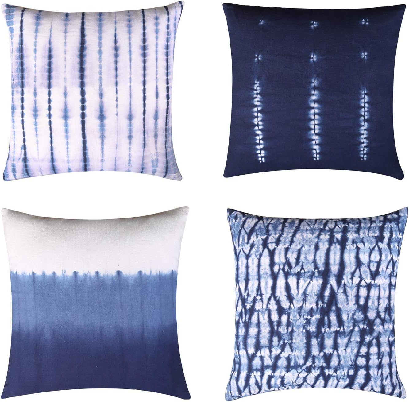 RAJRANG Shibori Throw Pillow Covers White and Blue