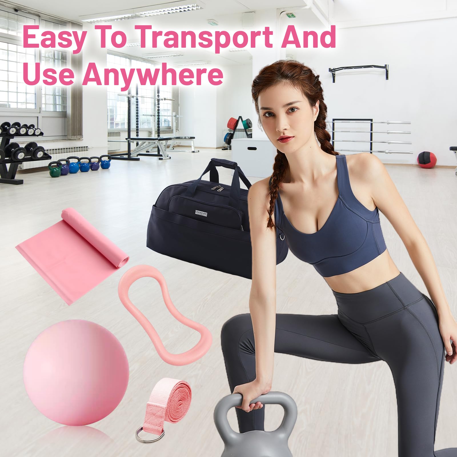Pilates Essential Kit 8Pcs Kit Pilates Completo x Casa Set Pilates Donna Attrezzi per Domestiche per La Palestra Familiare