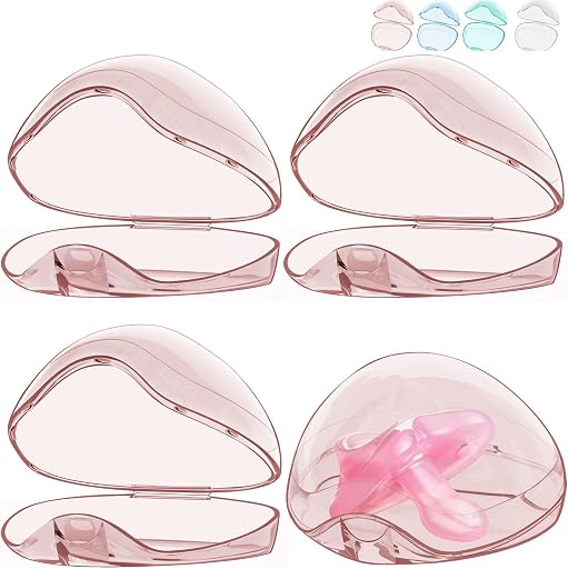 Pacifier Case,4 Pack BPA Free Pacifier Holder Case,Transparent Container Box for Baby Binky（Not Included,Essential Pacifier Accessories,Alway Keep Paci Clean,Easy to Clean(Pink)