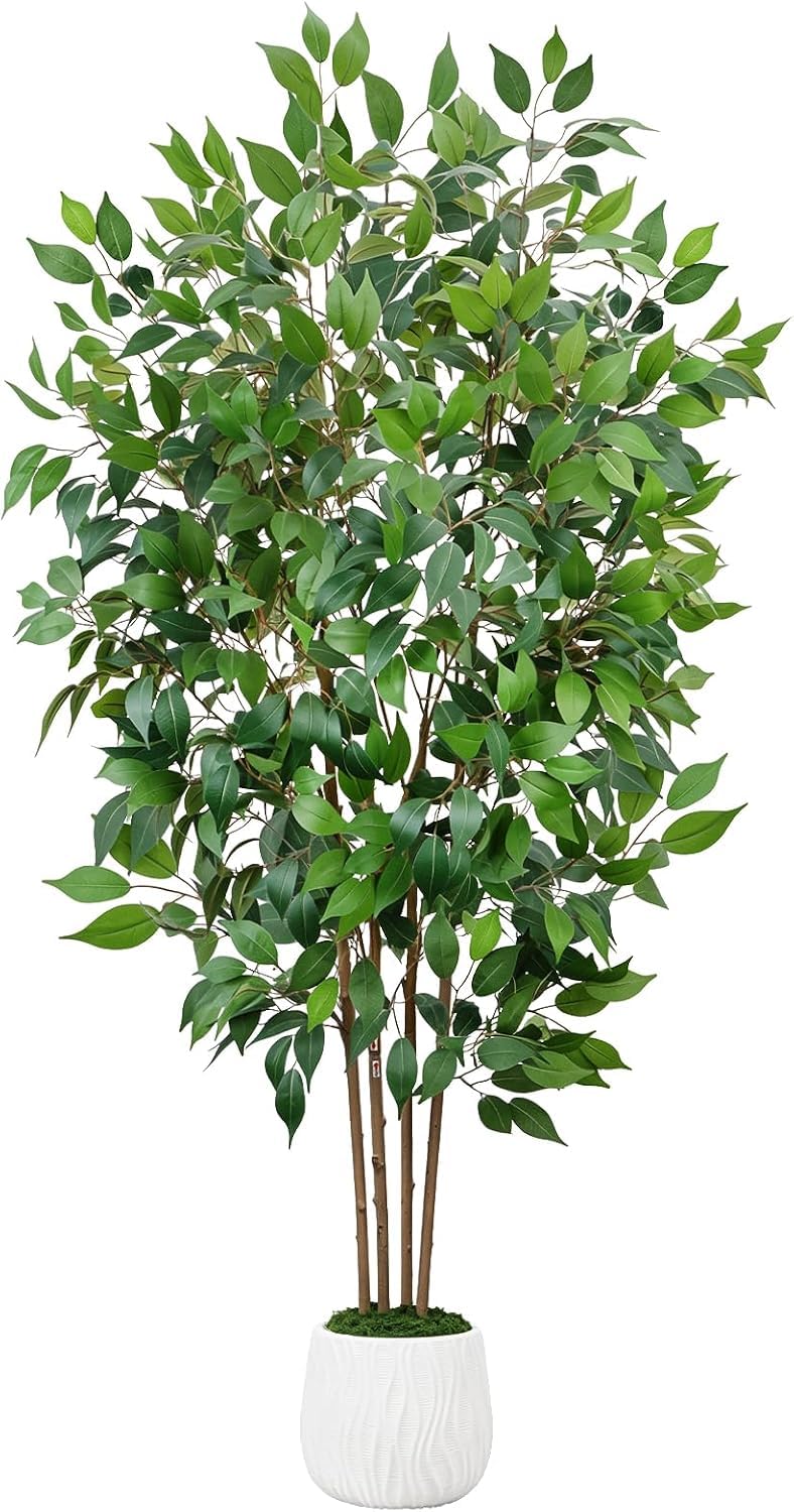 Plantes Artificielles Interieur 180 cm Ficus Artificiel Exterieur | Plante Artificielle Grande avec Blanc Pot Arbre Artificiel Ficus Fausse Plante Décoration de Bureau Maison Salon Jardin