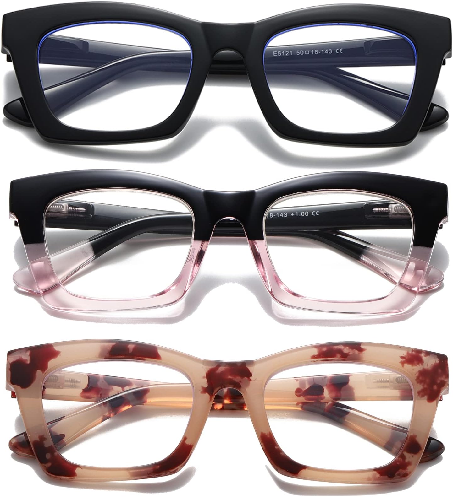 Hubeye 3 Pack Oprah Style Reading Glasses for Women Men