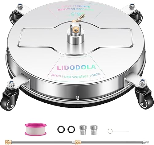 Miniatura 100 de PWS14G - Limpiador de superficies de hidrolavadora de 14 pulgadas con 4 ruedas, limpiador de superficies de acero inoxidable verde recubierto