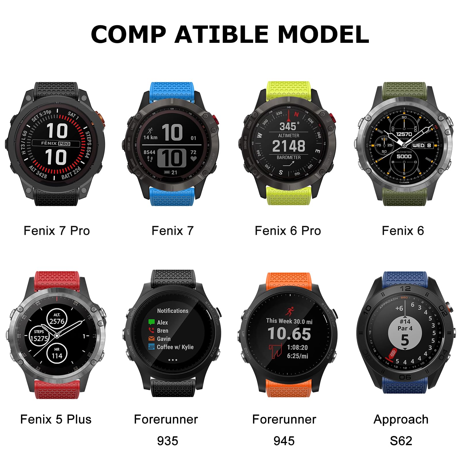 Cinturino In Silicone AISPORTS Da 22mm Per Garmin Fenix 6/5/Forerunner 945/955 – Ricambio Quickfit Con Fibbia In Acciaio, Comodo E Traspirante - 2