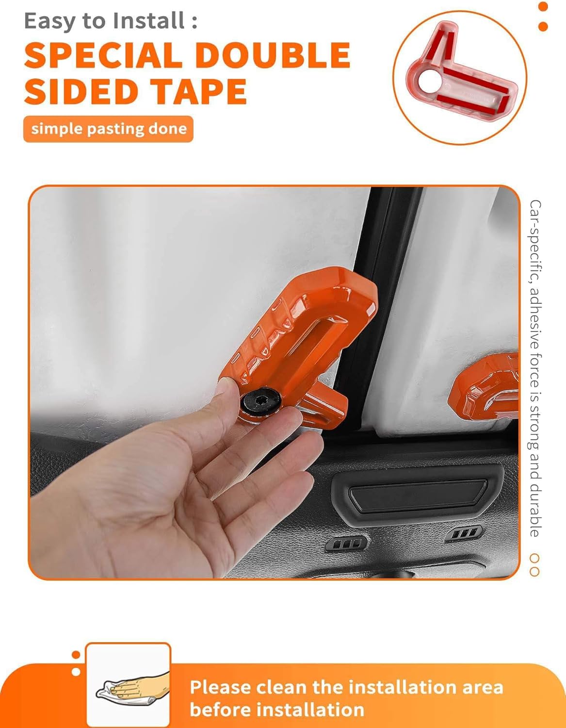 Savadicar Orange Interior Accessories - Hardtop Latches Trim Cover for 2018-Present Jeep Wrangler JL JLU 4XE & Gladiator JT - Solid Color Interior Decor Upgrade Option, 6-Piece