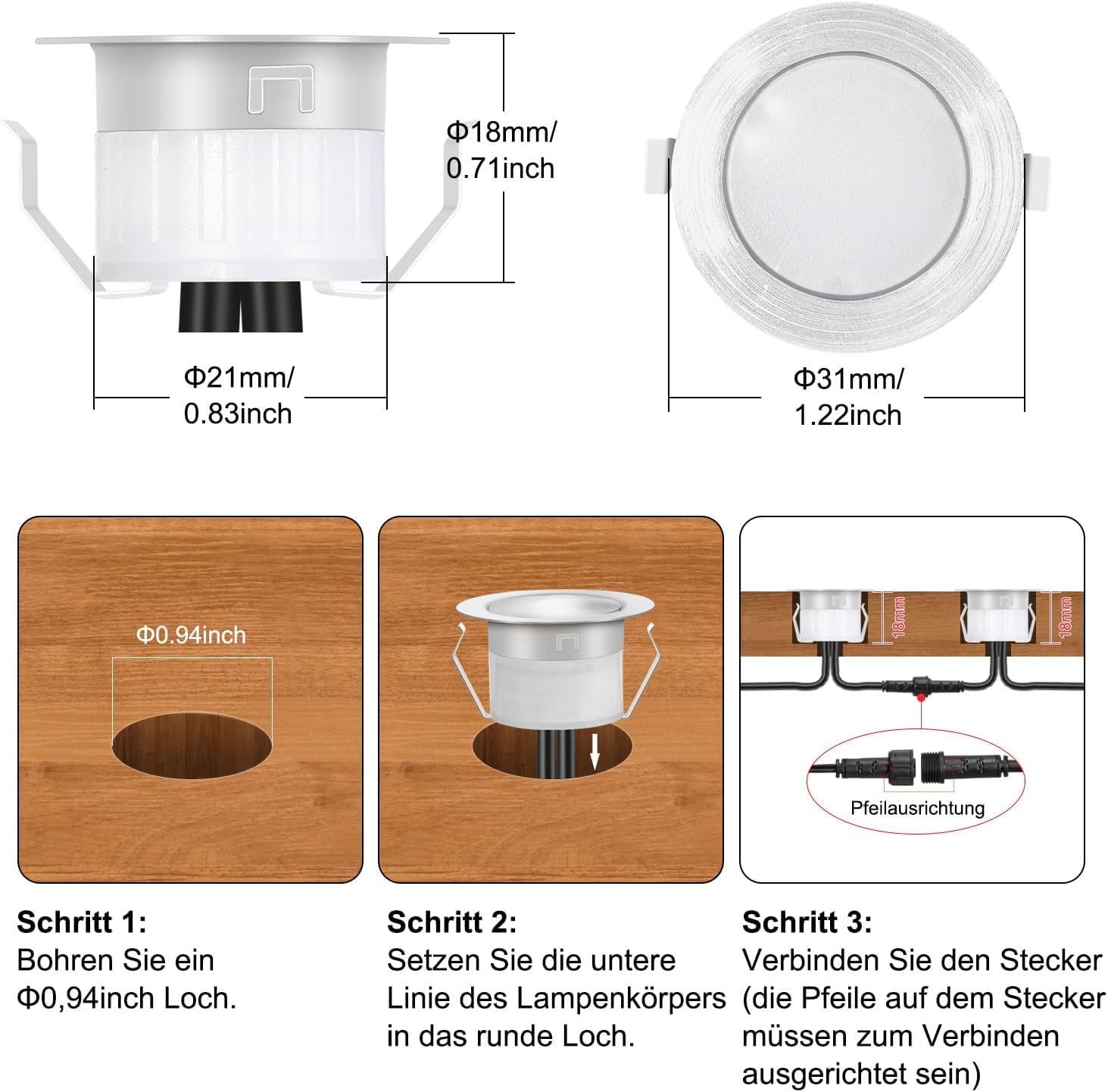 10er Set Smart LED Bodeneinbaustrahler RGBW – Ø31mm Außen Bodenleuchten mit Musik-Synchronisation & Timer, Kompatibel mit Alexa/Google Home, IP67 Wasserdicht,Gartenbeleuchtung mit Strom