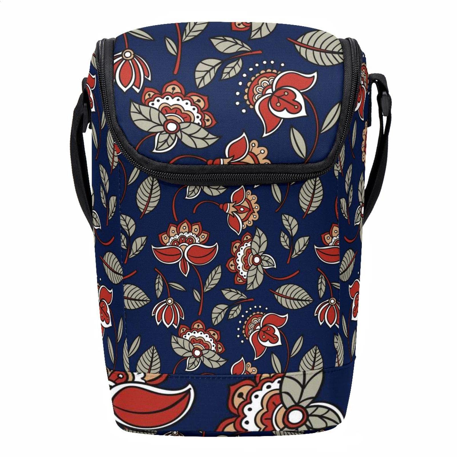 Bolsa de almuerzo floral con cremallera porta alimentos unisex