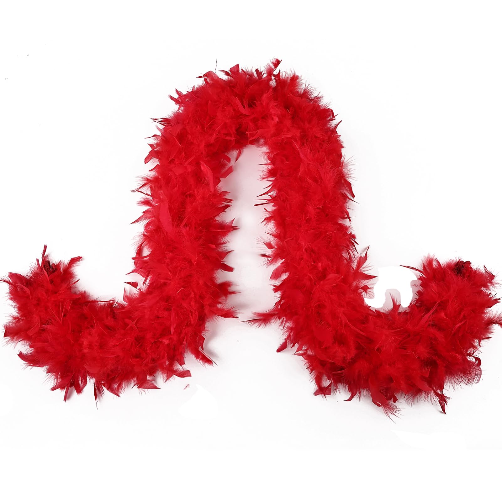 MAOFENG Chandelle Turkey Feather Boa 2 Yards 80g for Halloween Dancing Wedding Party DIY Craft Costume Decoration Feather Boa,Red — image 1