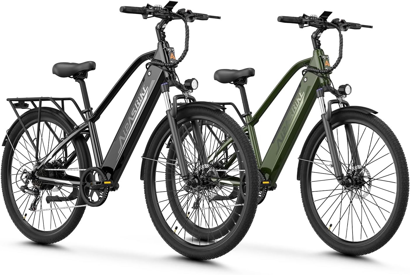Aipas Electric Bike for Adults with 1100W Motor Peak, 48V 12.8Ah Battery, Max 62 Miles 28MPH, 26" Electric Commuter Bike with 7-Speed and Suspension System