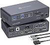 Thunderbolt 4 kvm スイッチ ドッキングステーション モニター2台用 ノートパソコン2台またはMacbooks拡張デュアル4K@60Hzディスプレイ Displaylink USB C 3.2 kvmスイッチ HDMIとディスプレイポート出力付きプロジェクター2個