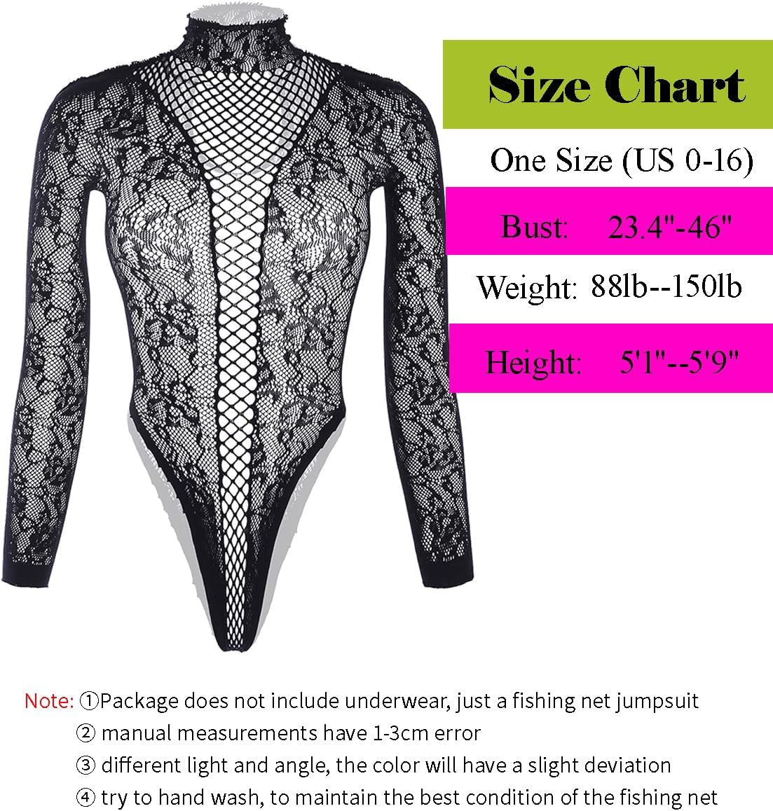 Womens Lingerie Fishnet Teddy Bodysuit Hollow Out Sexy Rave Outfits Sheer Backless Long Sleeve Mesh Tops - Image 7