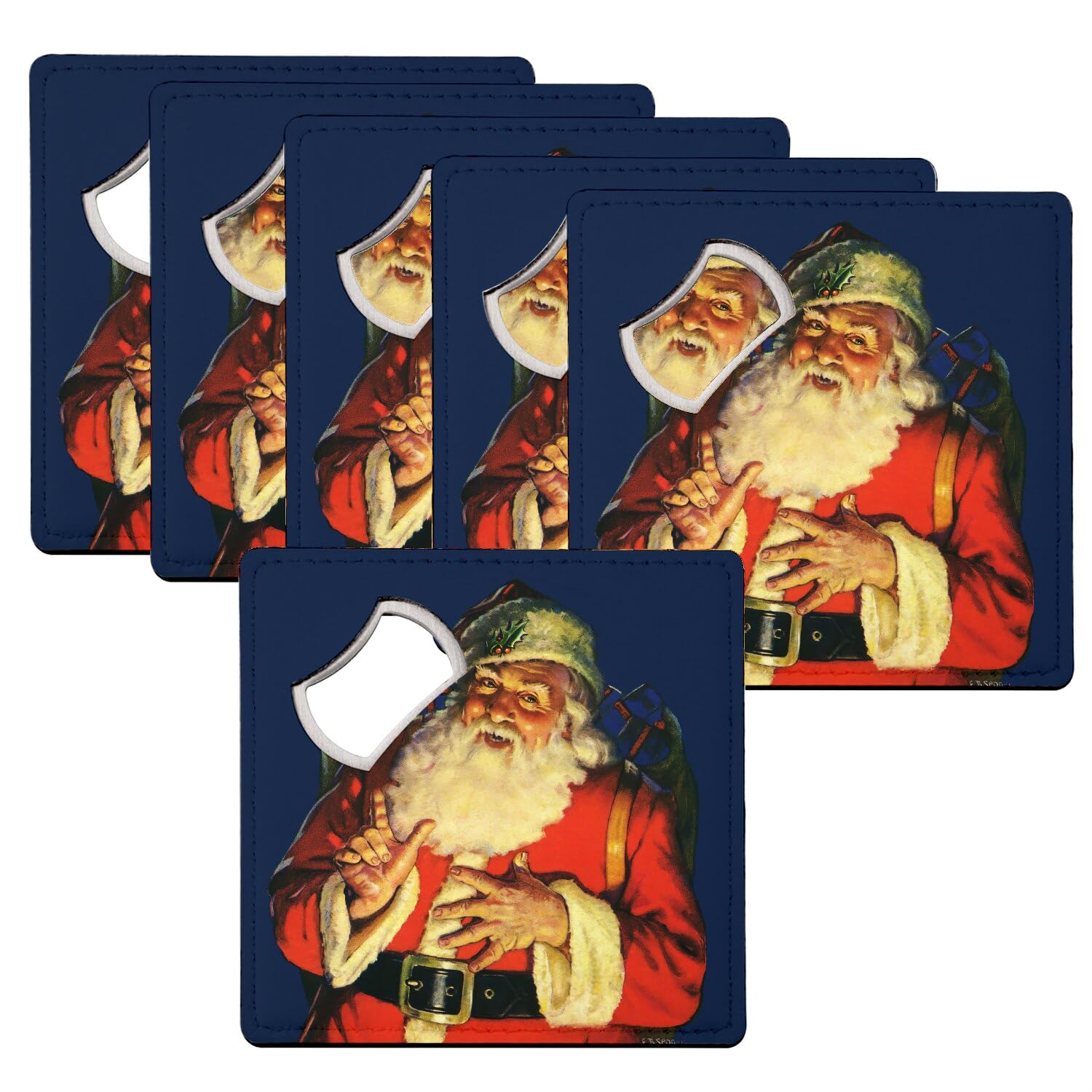 Sous verre décapsuleur pour table de fête - Ambiance de Noël vintage avec Santa Claus