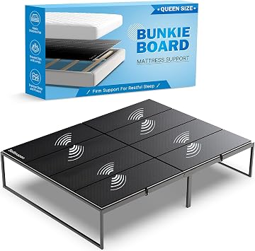Bunkie Board Queen Size 60x80, Heavy Duty 10mm Bed Boards for Slatted Bed Frame, Under Mattress Support Board to Stop Sagging, Breathable, Noise Minimizing, Moisture Resistant, Black