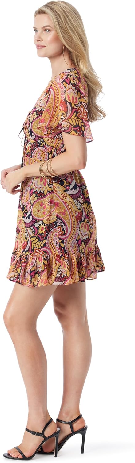 Jessica Simpson Womens Lottie V-Neck Fit & Flare Dress with Zip Up Back Standard - Image 3