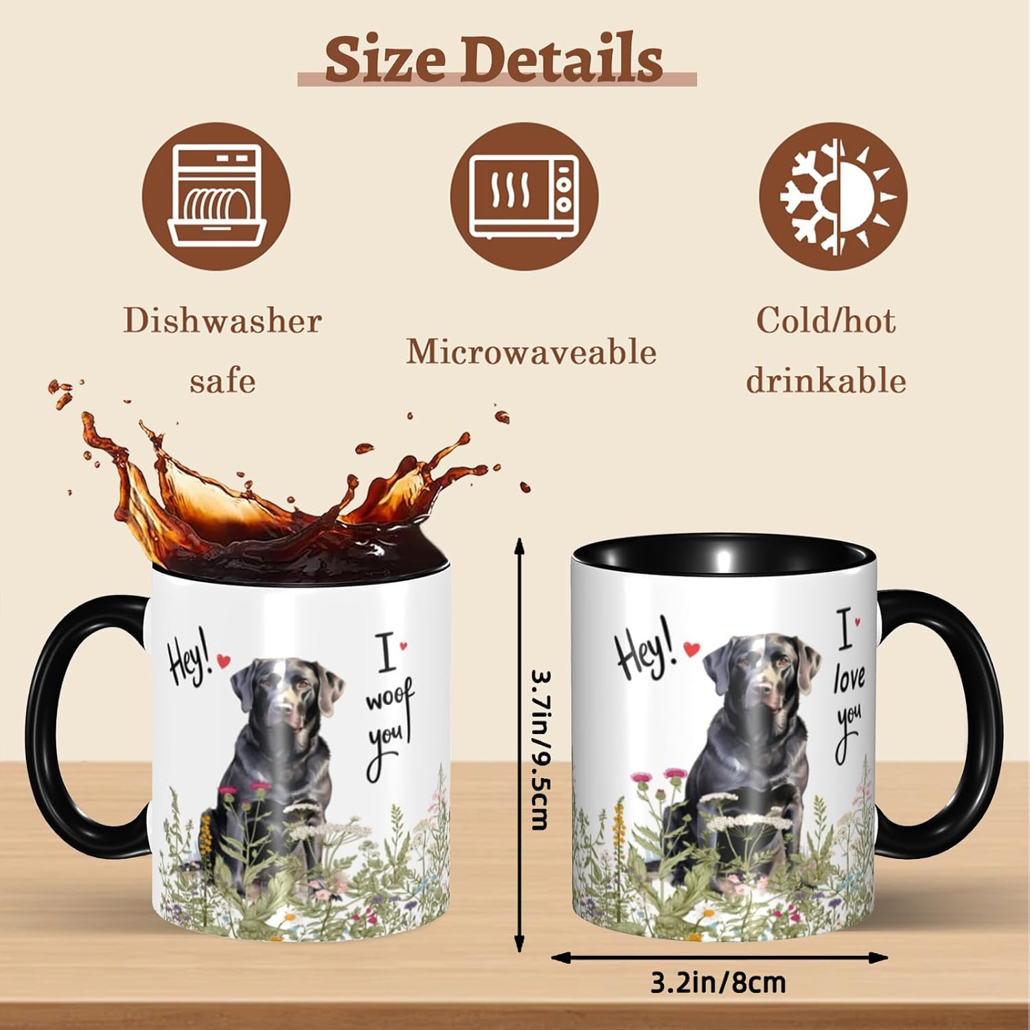 Black Labrador Coffee Mug Tea Cup, Black Labrador Gifts for Women - Image 4