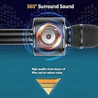 Vista 2 de BONAOK - Micrófono inalámbrico Bluetooth de karaoke, 3 en 1; máquina altavoz con micrófono de karaoke portátil de mano para fiesta de cumpleaños