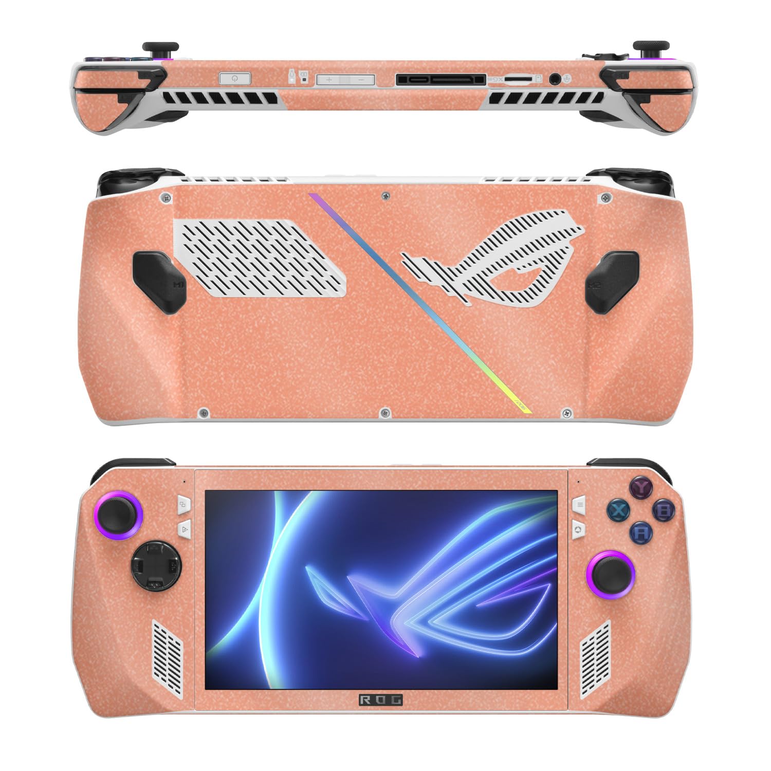 MightySkins Glossy Glitter Skin Compatible with Asus ROG Ally - Solid Peach | Protective, Durable High-Gloss Glitter Finish | Easy to Apply