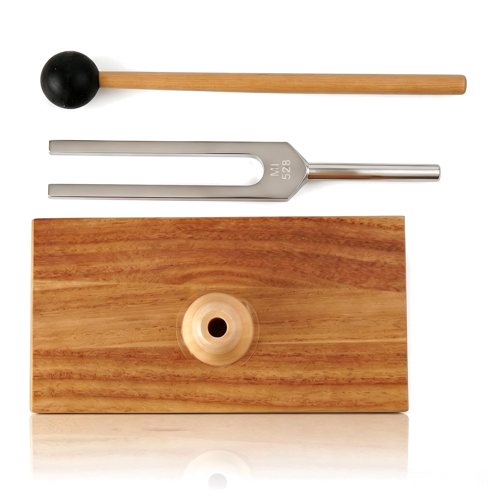 Diapason pour guérison, instruments de guérison sensorielle en aluminium avec percuteur et base en bois pour soulager le stress, le sommeil, le yoga, la méditation 432 Hz + 528 Hz