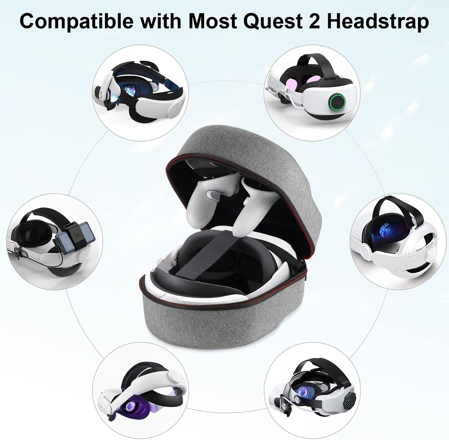 COOWPS Hard Carrying Case for Meta/Oculus Quest 2 Accessories, Compatible with Elite Strap Battery Version/Kiwi Design/BOBOVR Headstrap, Portable Protection Case for Travel and Home Storage