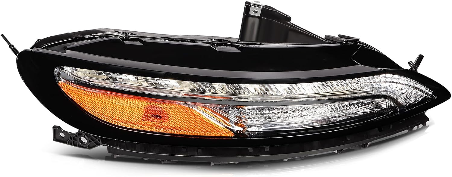 Automotive Headlight Assembly - Compatible with 2014-2018 for Jeep Cherokee Titanium Clear Chrome Housing Right Side Headlights OE CH2531104 68321886AC Bulbs Not Included