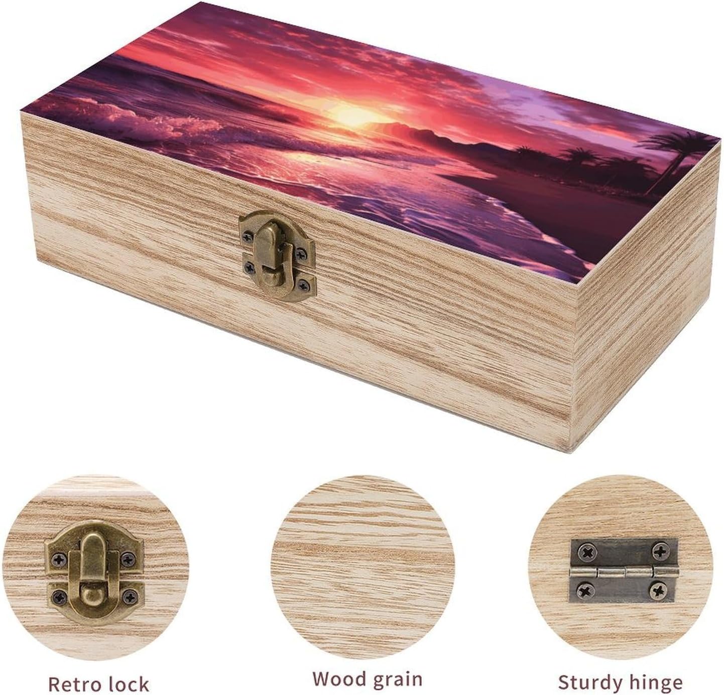 Beach Sunset Large Wooden Keepsake Box, Memory Box for Home image 3
