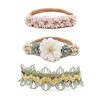 Vista 16 de Diadema floral de nailon para bebé, 3 piezas, accesorios para el cabello, regalo para niñas (31#)