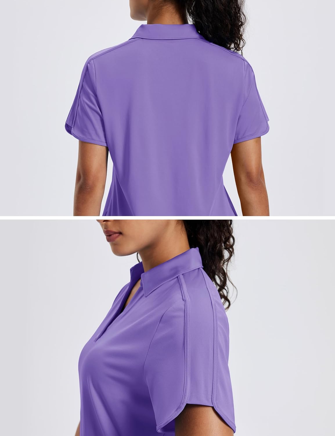 MAGCOMSEN Women's Polo Shirts Short Sleeve UPF 50+ Sun Protection Golf Shirt V Neck Collared Tops Dry Fit - Image 4