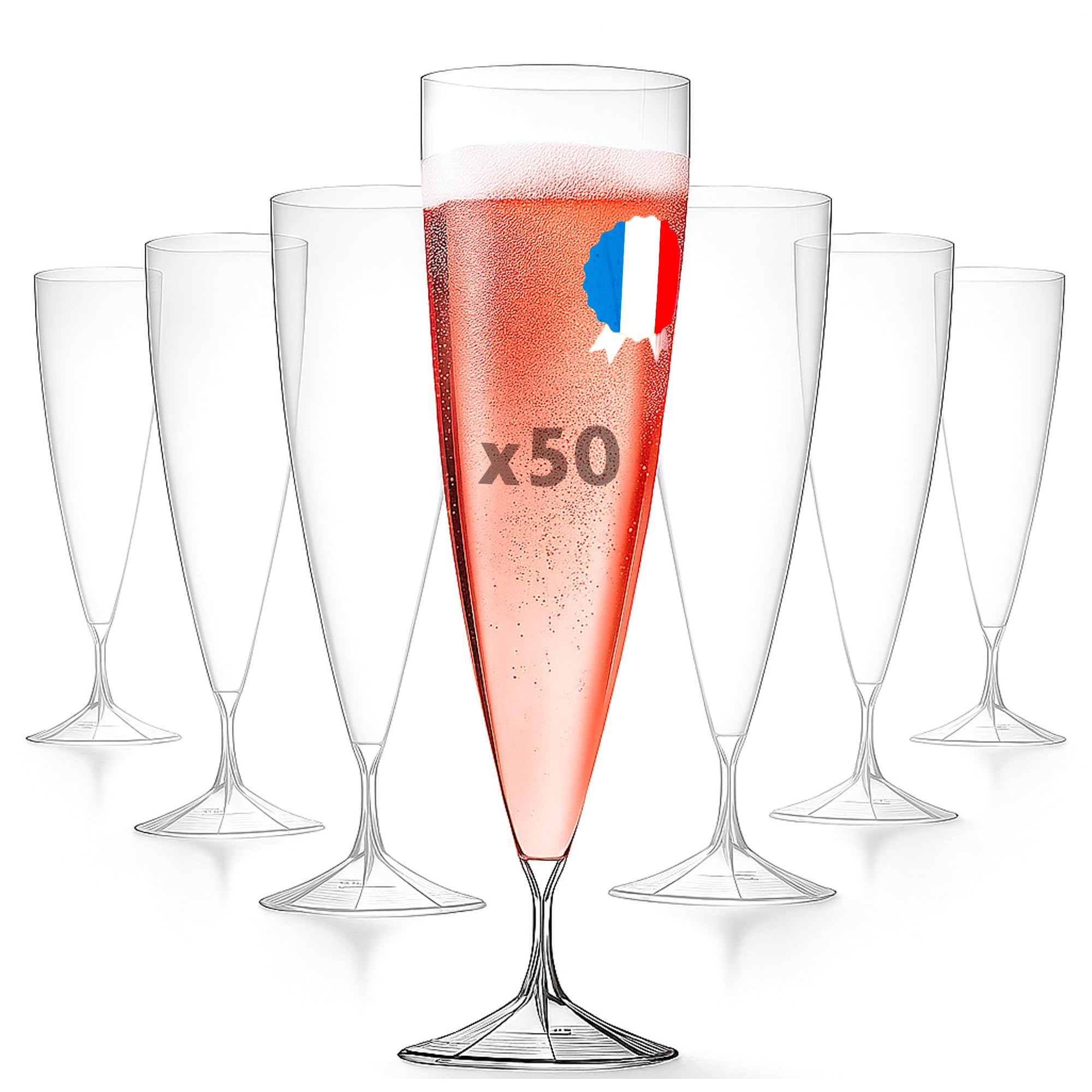 Table'Colors Pack 100 Verres Réutilisables et Recyclables - 50 Verres à Vin 17 cl + 50 Verres Tubes 20 cl - Qualité Supérieure, Lavables, Idéal Réceptions, Anniversaires, Mariages
