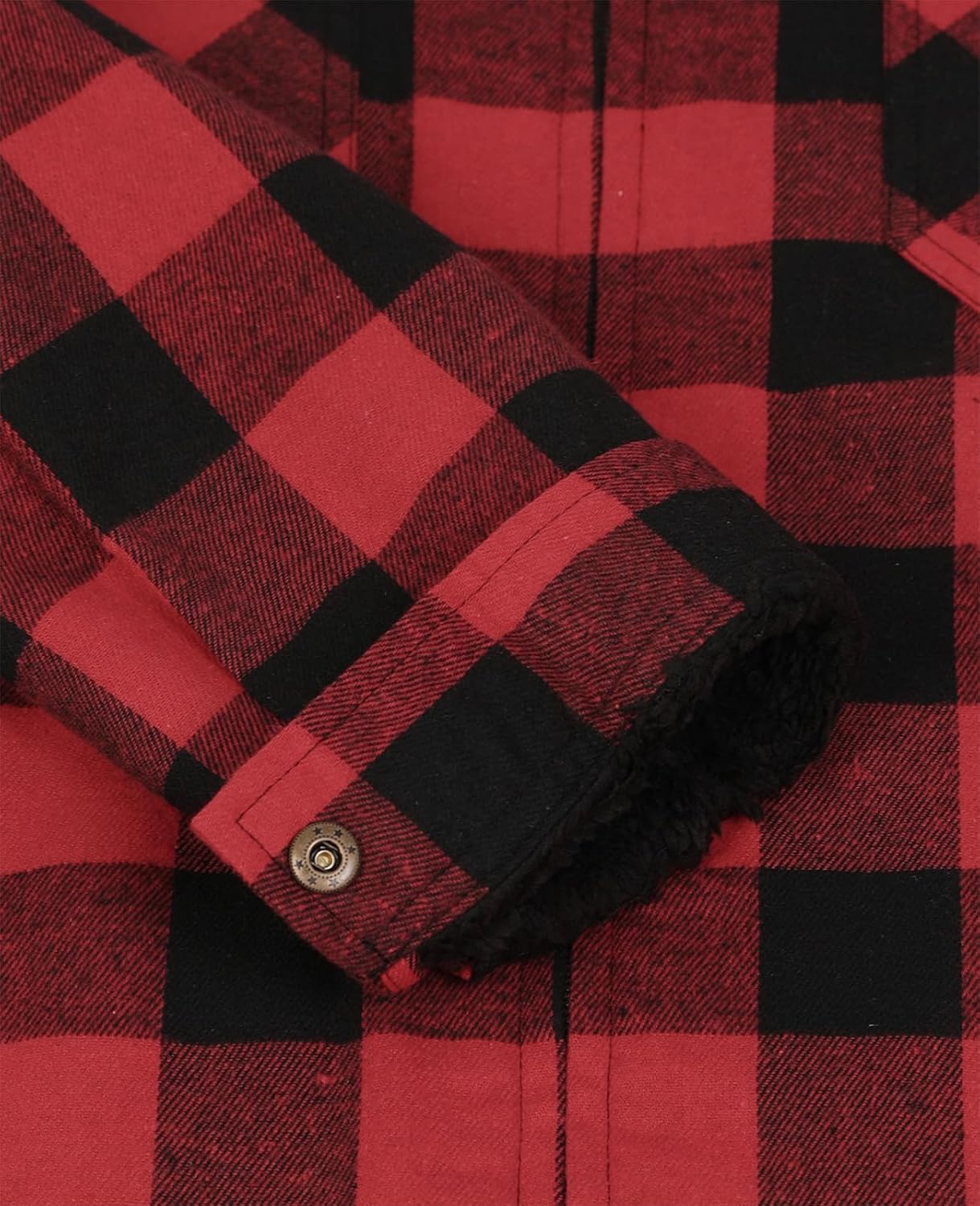 ZENTHACE Men's Sherpa Lined Full Zip Plaid Flannel Jacket