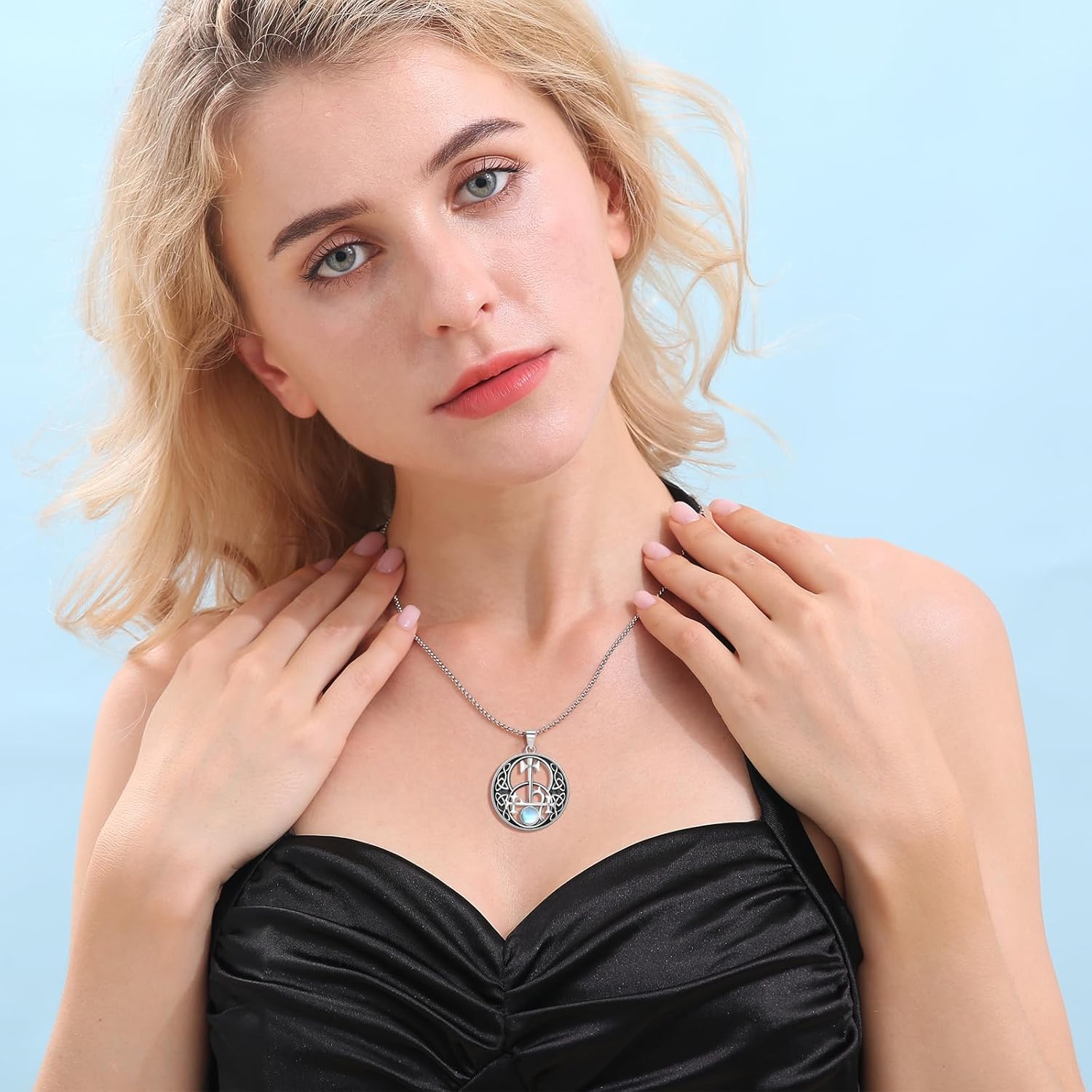 Witches Knot/Sigil of Lilith/Star of David Necklace 925 Sterling Silver Eye Necklace for Women & Girls Protection Amulet Necklace Evil Eye Witch Pendant Wiccan Jewelry Gifts - Image 4