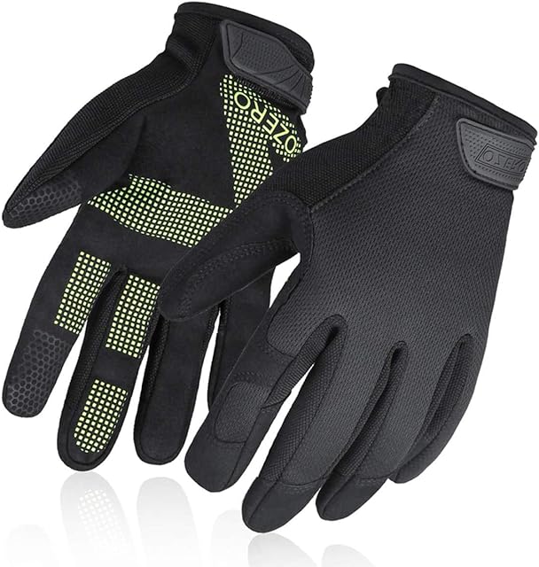 OZERO Safety Work Gloves Anti Skid Garden Gloves with Touch Screen Fingers Extra Grip Palm Good Dexterity Firm Grip Protective Working Gloves