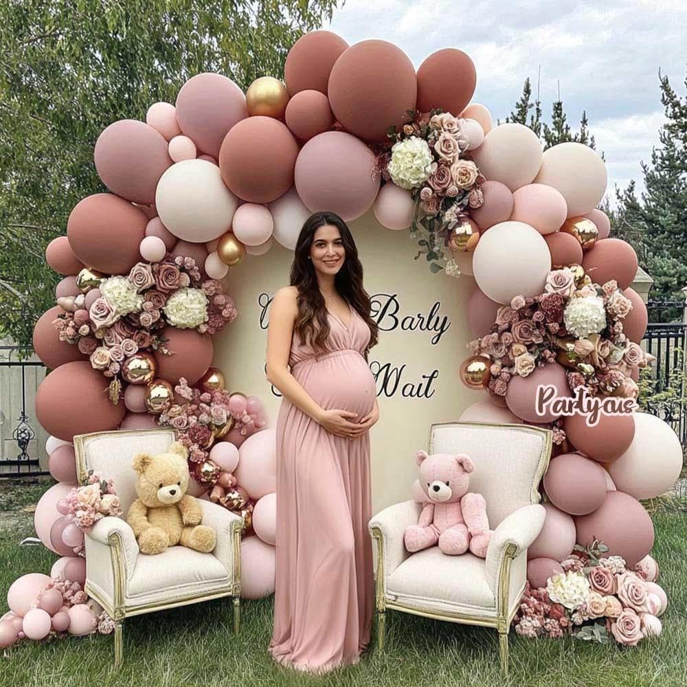 Dusty Rose Pink Balloon Arch Kit Double Stuffed Mauve Light Pink Matte Blush Nude Boho Balloon Garland for Baby Shower Birthday Bridal Wedding Valentines Party Decoration