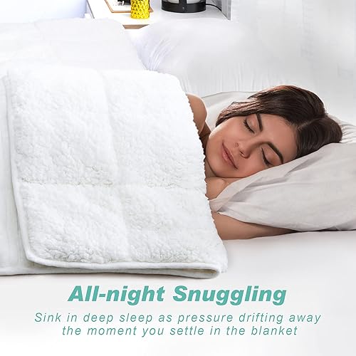 Miniatura 4 de Wemore Manta con peso de forro polar Sherpa de 15 libras, manta con peso a rayas para adultos, manta suave y de felpa de doble cara, manta de cama