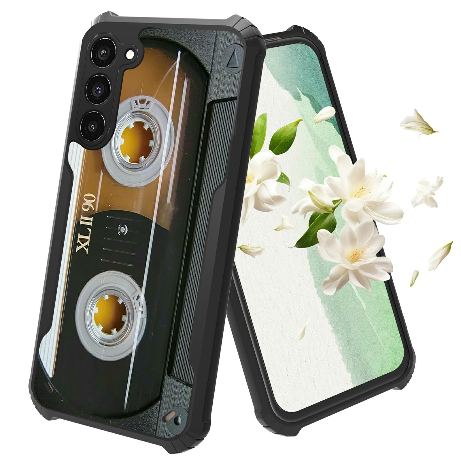 Rossy for Samsung Galaxy S24 Case Audio Cassette Tape Design Galaxy S24 5G Phone Case for Women Girls Slim Four Corners Shookproof Soft TPU Bumper
