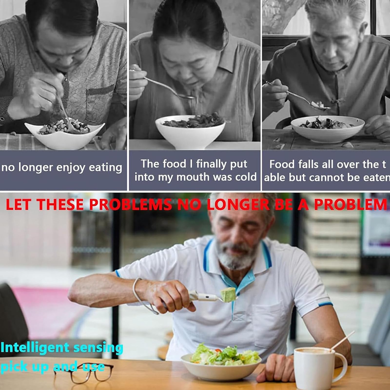 Cuchara De Arroz,Cubiertos Antiartritis,Utensilios Adaptables,Cuchara Inteligente Antivibración,Tenedor Fijos con Autoestabilización,Personas Discapacitadas Padecen Alguna Enfermedad