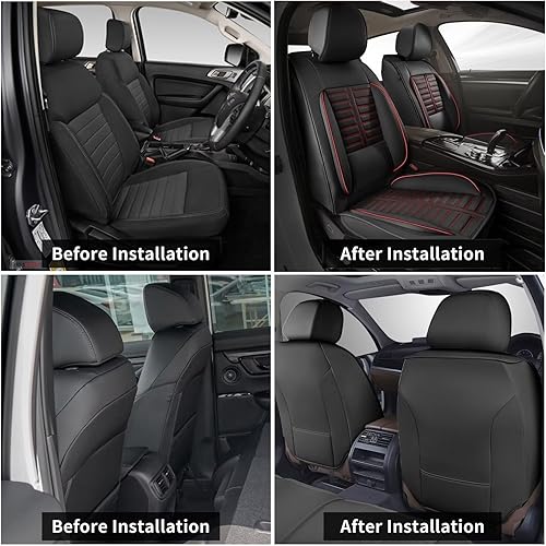 Miniatura 5 de RAWAKORW Fundas de asiento de auto para Buick Envision 2016-2022, piel sintética, 2 asientos delanteros, impermeables, accesorios interiores, funda