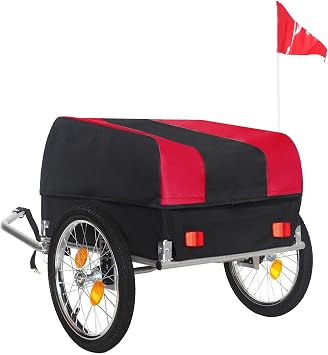 100 Lbs Folding Bike Cargo Trailer, Heavy Duty Bicycle Trailer with Removable Cover & 16" All-Terrain Wheels for Camping Groceries