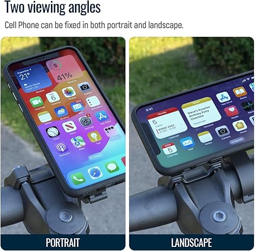 Vista 8 de Bike Phone Mount,Motorcycle Phone Holder with Universal Adapter,Out Front Bicycle Handlebar Mount for Mountain Road EBike,Scooter,Moto,MTB,Quick 【1ª