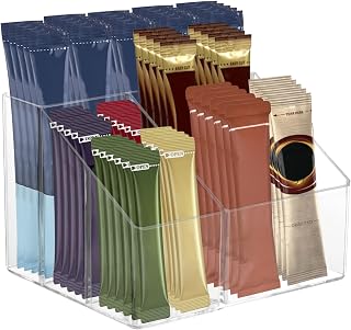 Water drink Packet Holder, Drink Packet Organizer, Water Flavor Packet Storage Container, Acrylic Water Flavor Storage Basket with Dividers for Storage Bins for Refrigerator Organizer Bins Cabinets