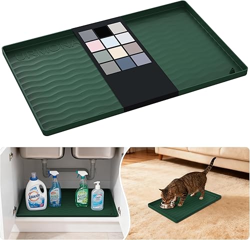 Miniatura 137 de URMONA Tapete de silicona impermeable para debajo del fregadero de 40 x 22 pulgadas, forro para estante de cocina y baño, protector de gabinete y