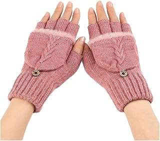 Guantes de lana sin dedos para mujer, de punto, sin dedos, guantes gruesos, guantes gruesos para invierno, guantes gruesos para mujer