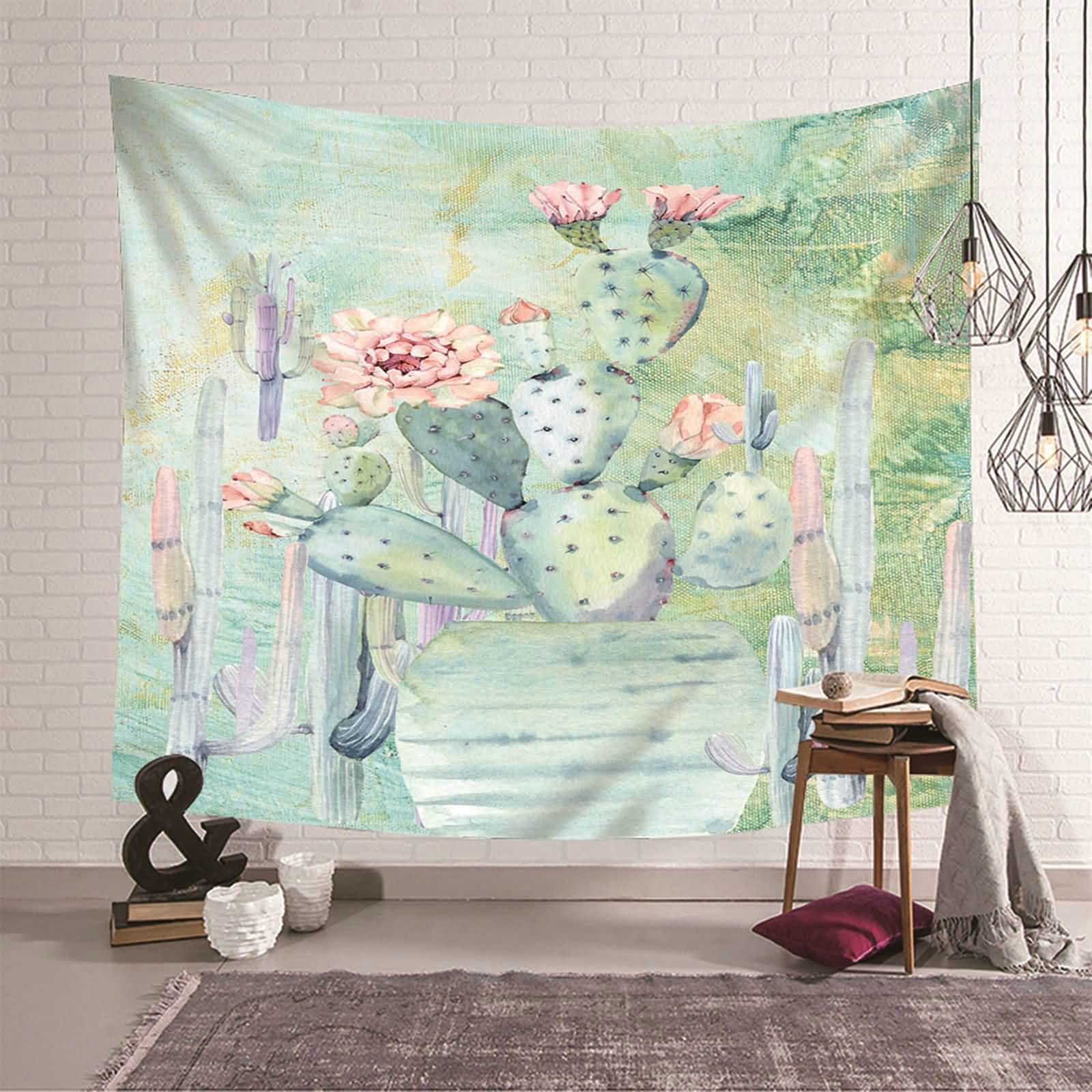 Tapiz de pared KnSam de poliéster con flores de cactus, el regalo ideal para renovar el hogar