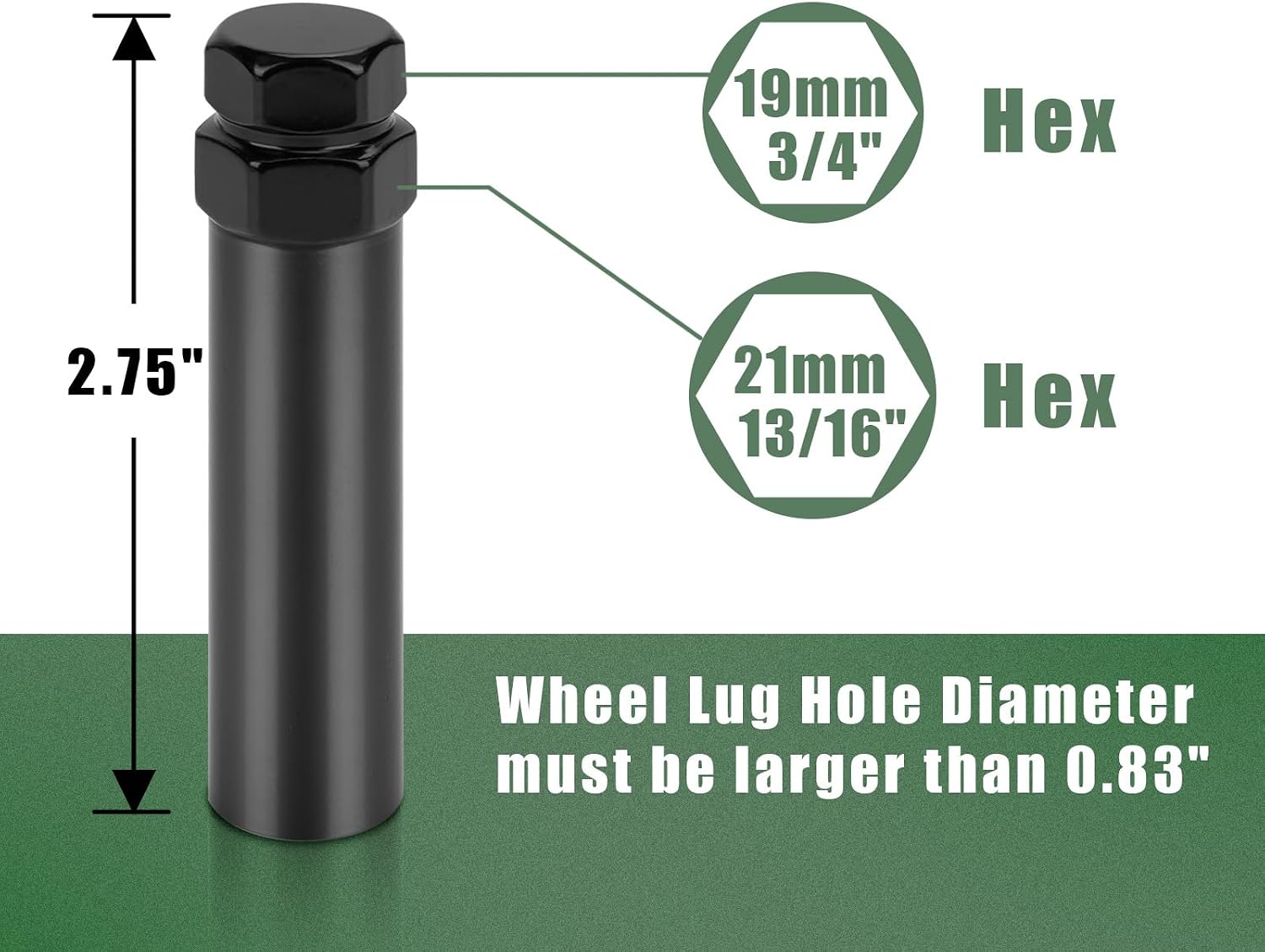Small 6 Point Spline Lug Nuts Key Tuner Socket Tool -Diameter Lock Lug Nut Key Compatible with 3/4" (19mm) and 13/16" (21mm) Hex Replacement Socket M12x1.5, M12x1.25, 1/2-20, M10x1.25, 3/8-20 image 3