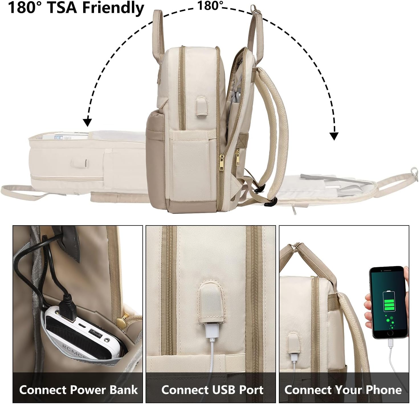 Laptop Backpack for Women Bag - College Bookbag Business Computer Backpack 17.3 inch Waterproof Work Travel Backpack with USB Charger Anti-theft Casual Cute Backpacks for Nurse Teacher Gift - Image 5