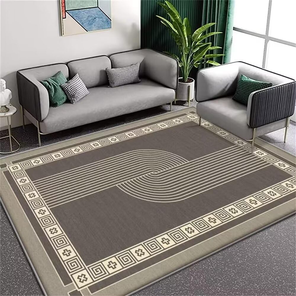 Déco chambre fille tapis de salon confortable gris multi-lignes