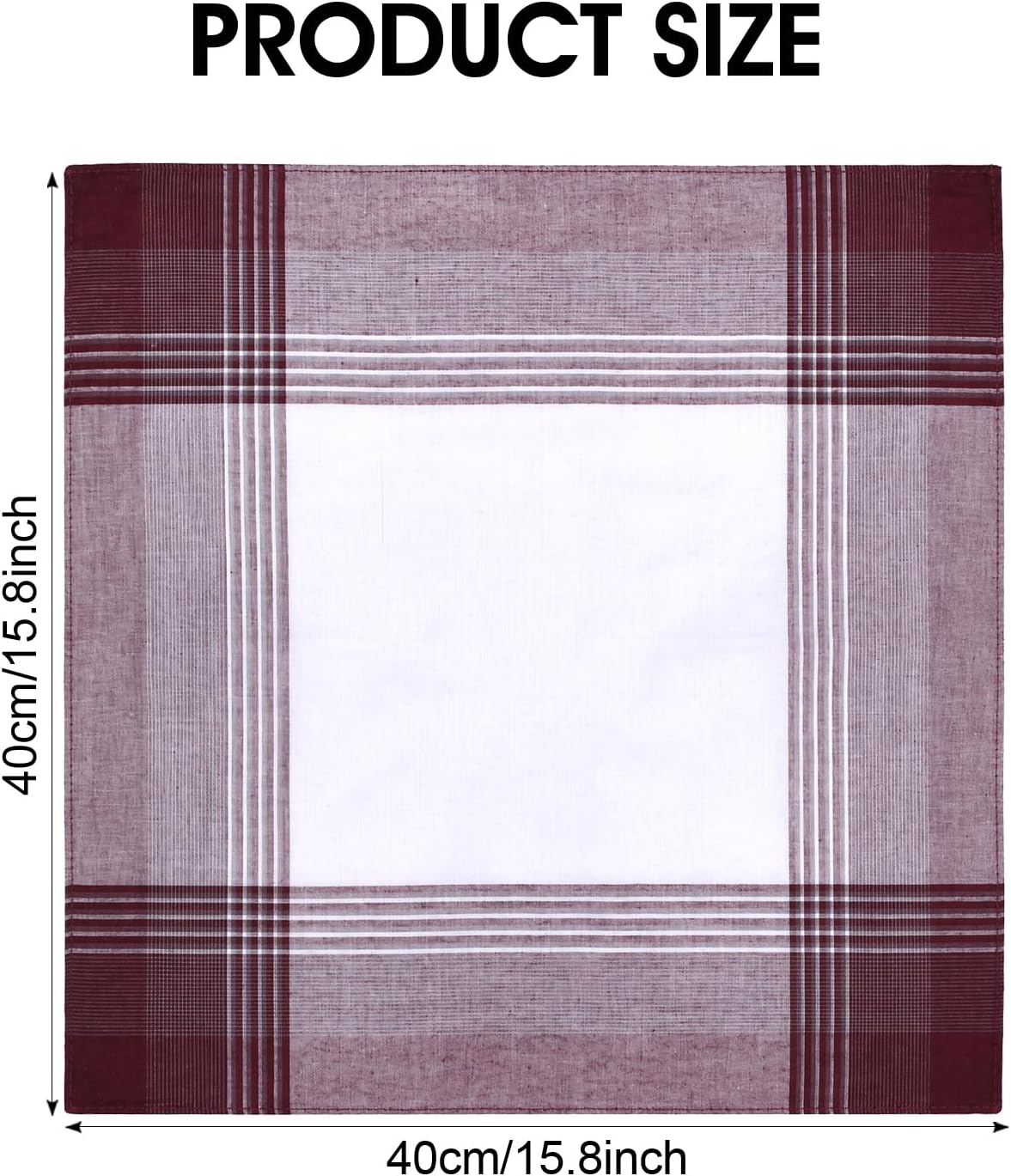 12 Pcs Cotton Handkerchiefs 15.8 Inch Pocket Hanky for Men