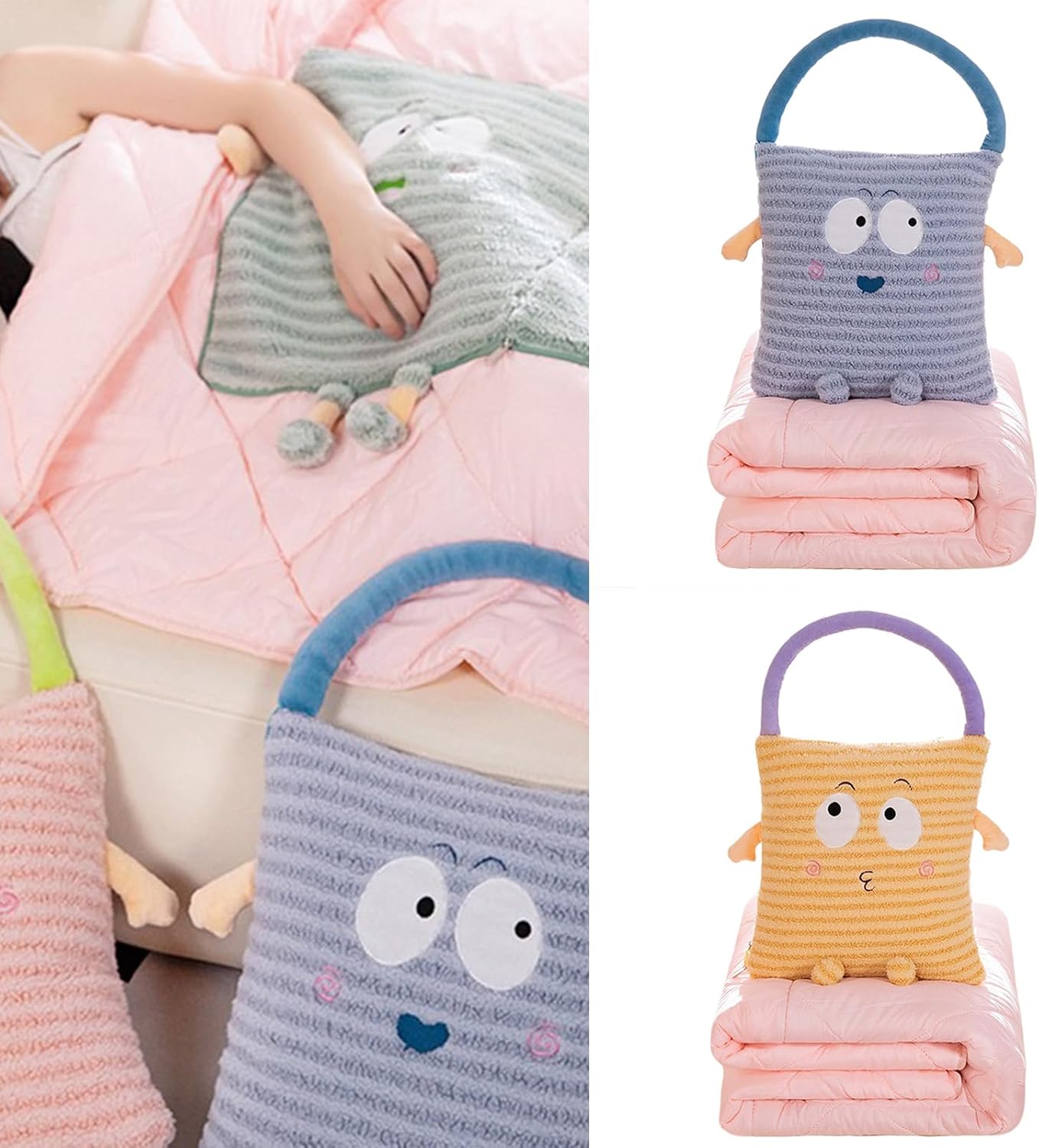 Convert Pillow Cushion to Blanket Handheld Soft Fleece Comfortable Quilt for Relaxation and Travel Quilt