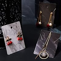 Vista 4 de Juego de 800 tarjetas para aretes, collares, joyas, soporte para aretes, 200 tarjetas de presentación de mármol, 200 bolsas autosellantes, 400 blanco