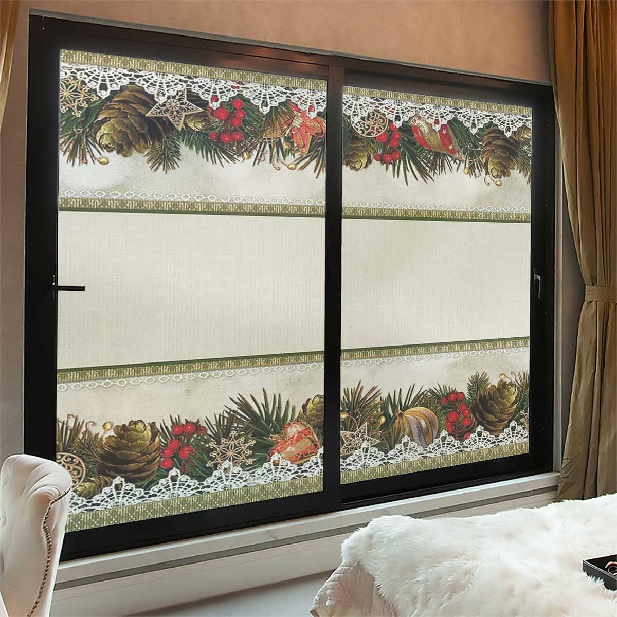 Window Privacy Film Vintage Ornate Nature Privacy Window Film Frosted Glass Film