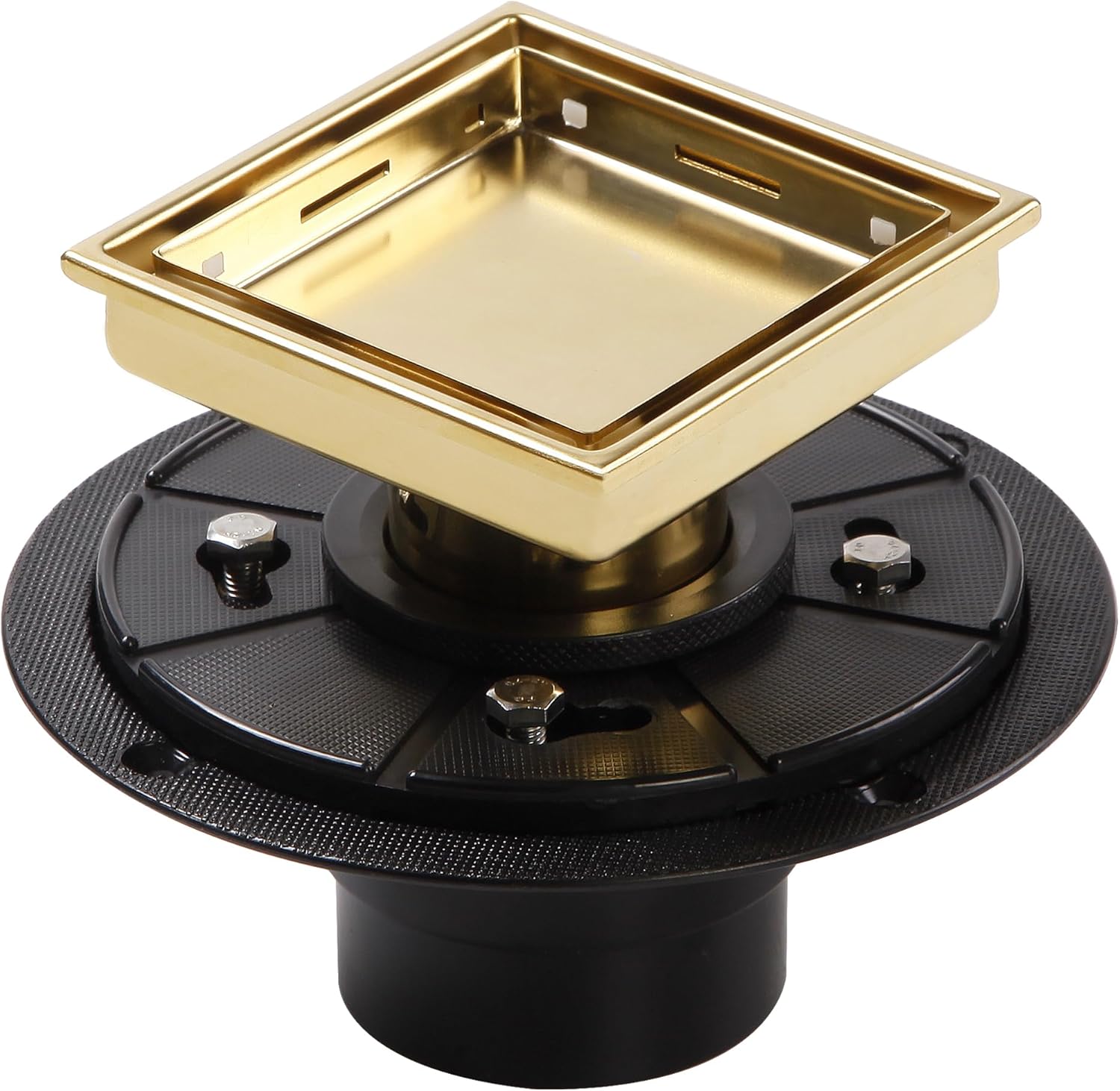 muschbath 4 Inch Square Shower Drain, Brushed Gold (Brushed Brass ...
